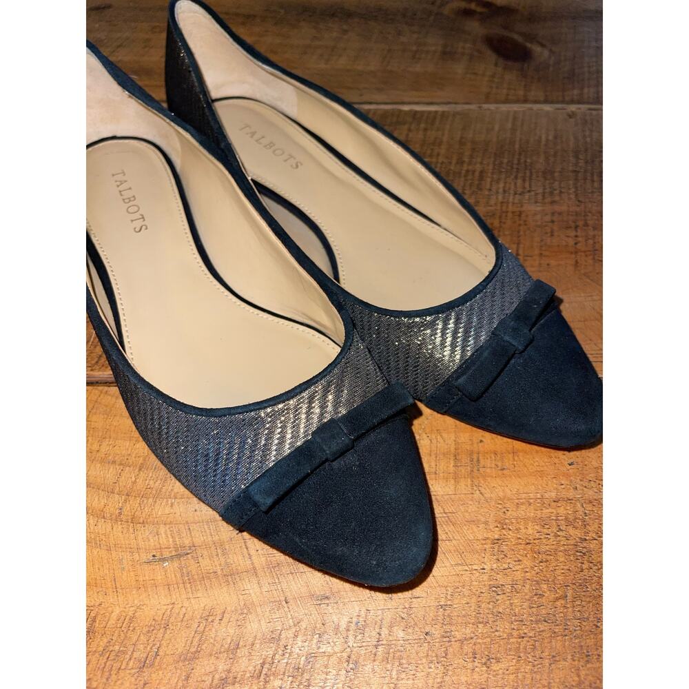 Womens Talbots Gold Metallic Black Trim Dressy Flats Bow Accent‎ Size 10 - Picture 9 of 9